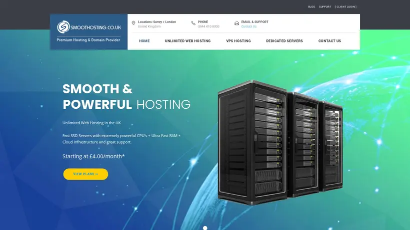 Smooth Hosting homepage screenshot