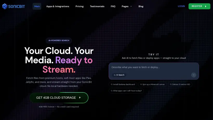 Sonic Bit homepage screenshot