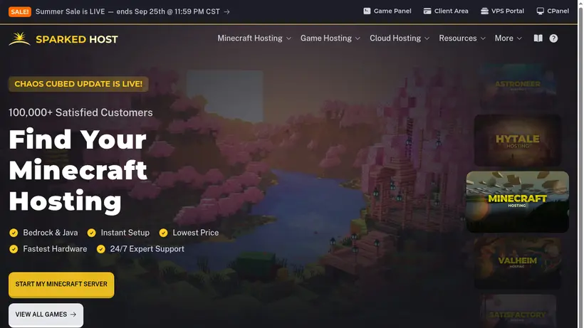 Sparked Host homepage screenshot