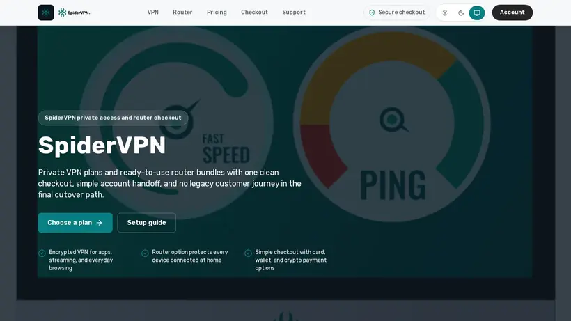 SpiderVPN homepage screenshot