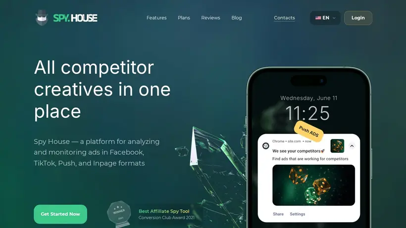 Spy House homepage screenshot