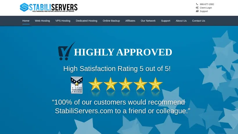 Stabili Servers homepage screenshot