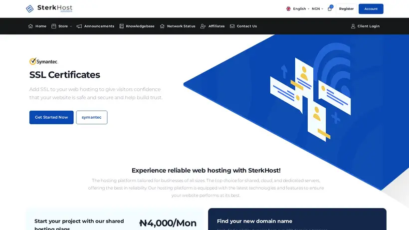 Sterk Host homepage screenshot
