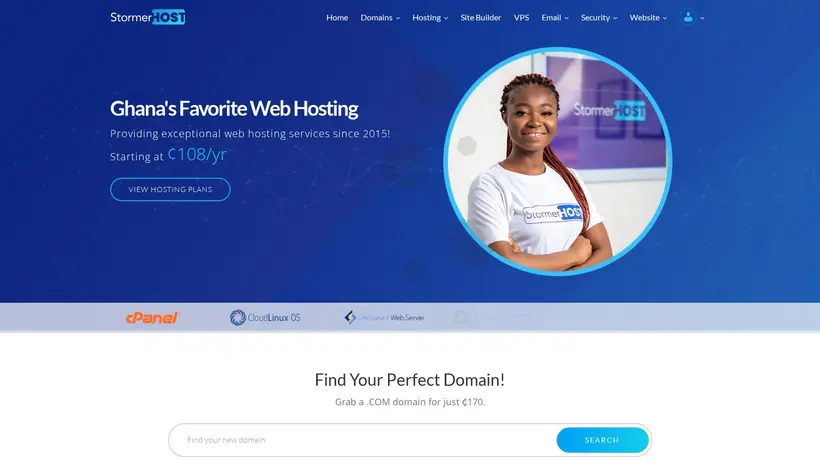 Stormer Host homepage screenshot