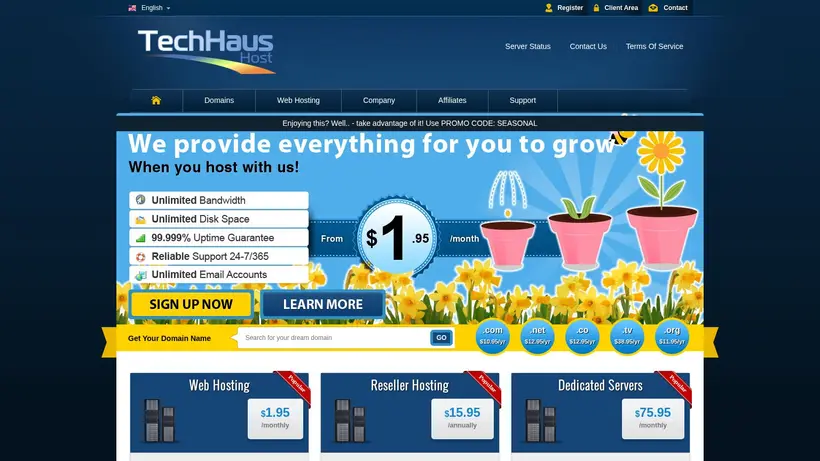 TechHaus Host homepage screenshot
