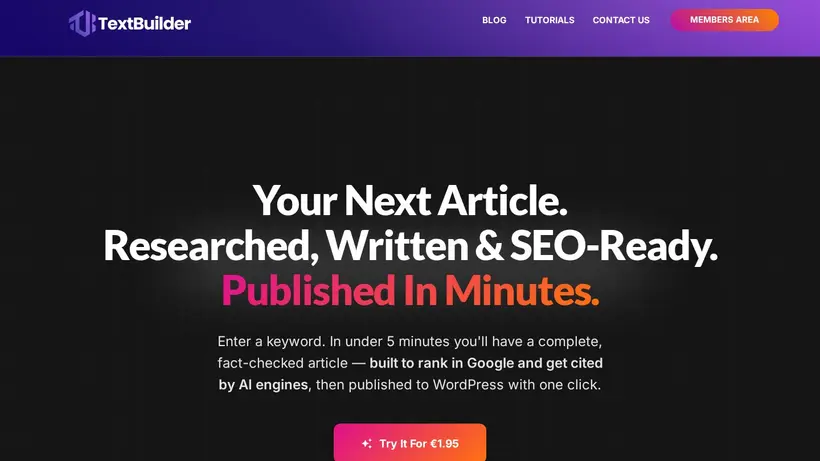 Text Builder homepage screenshot
