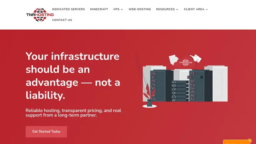 TNA Hosting homepage screenshot