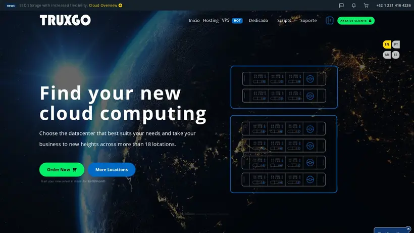 Truxgo Servers homepage screenshot