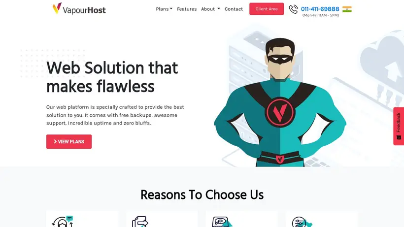 Vapour Host homepage screenshot