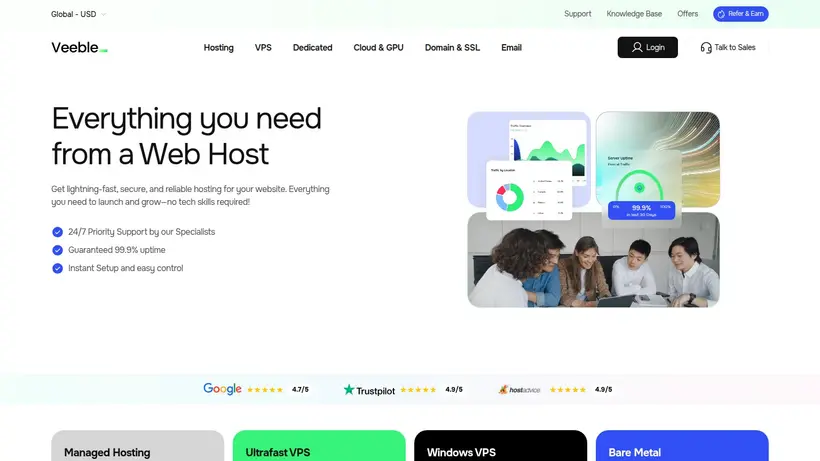 Veeble Hosting homepage screenshot