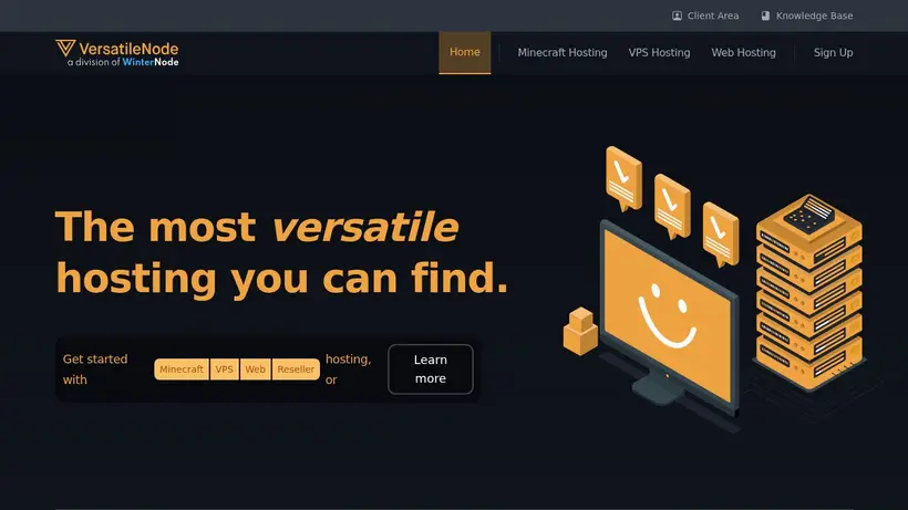 Versatile Node homepage screenshot
