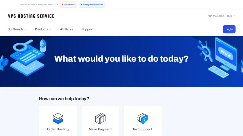 VPSHostingService homepage screenshot