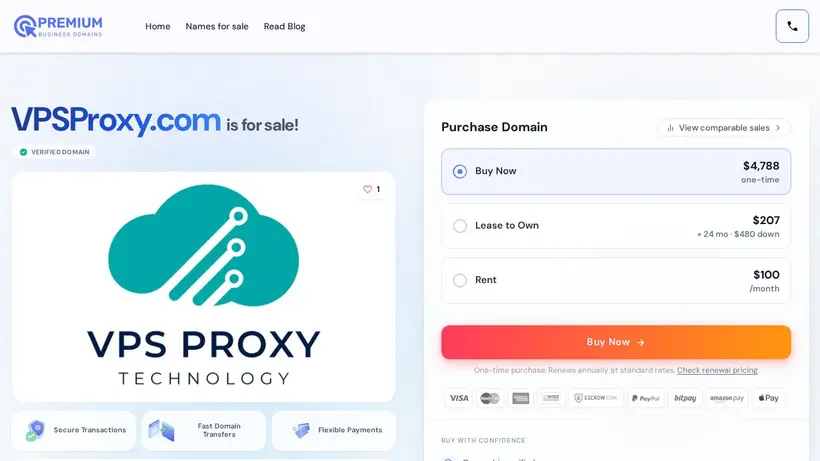 VPS Proxy homepage screenshot