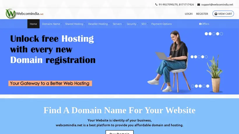 Web Com India homepage screenshot