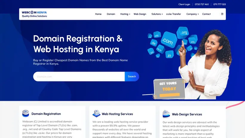 Webcom Kenya homepage screenshot