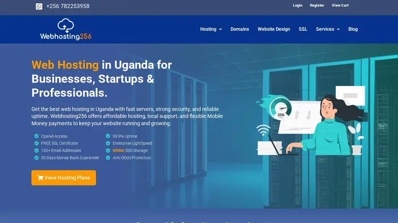 Web Hosting 256 homepage screenshot