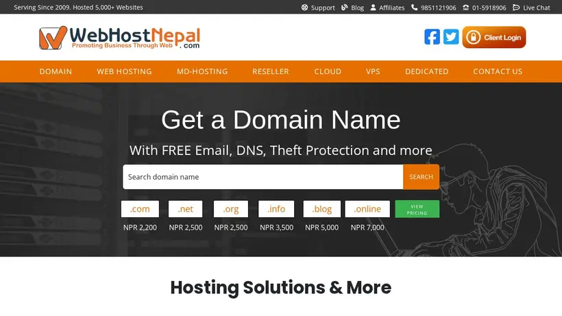 Web Host Nepal homepage screenshot