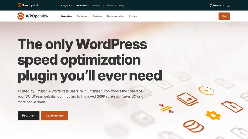WP-Optimize homepage screenshot