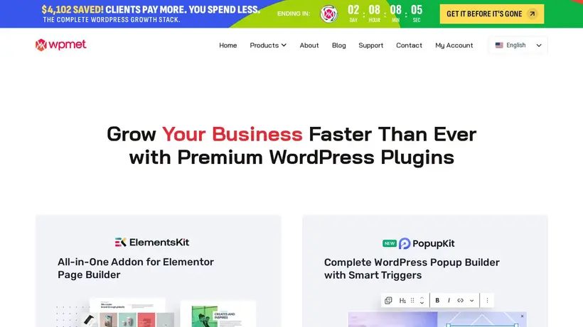 WP Met homepage screenshot