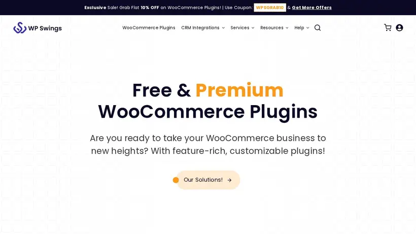 WP Swings homepage screenshot