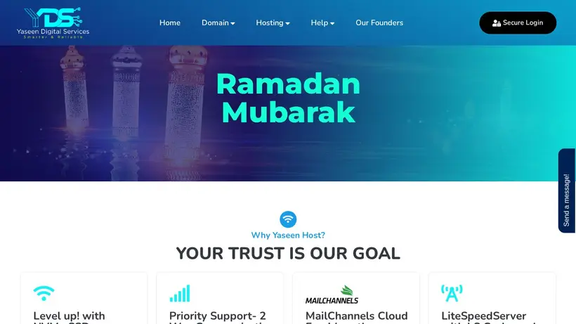 Yaseen Host homepage screenshot