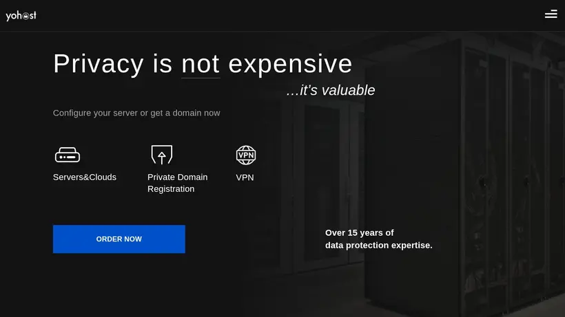 Yo Host homepage screenshot