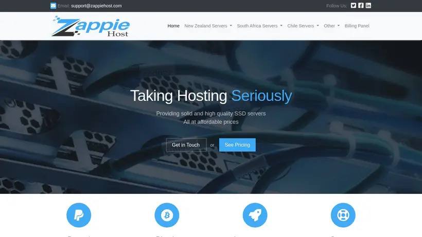 Zappie Host homepage screenshot