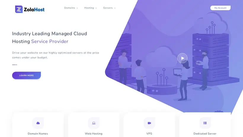 Zola Host homepage screenshot
