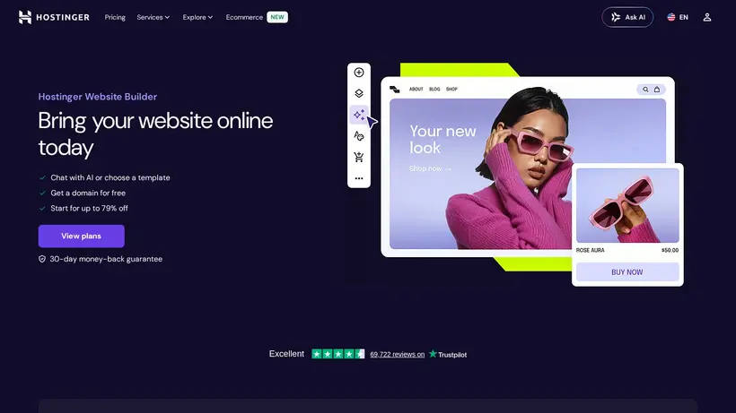Zyro Website Builder homepage screenshot