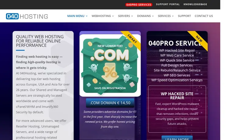 040Hosting homepage screenshot