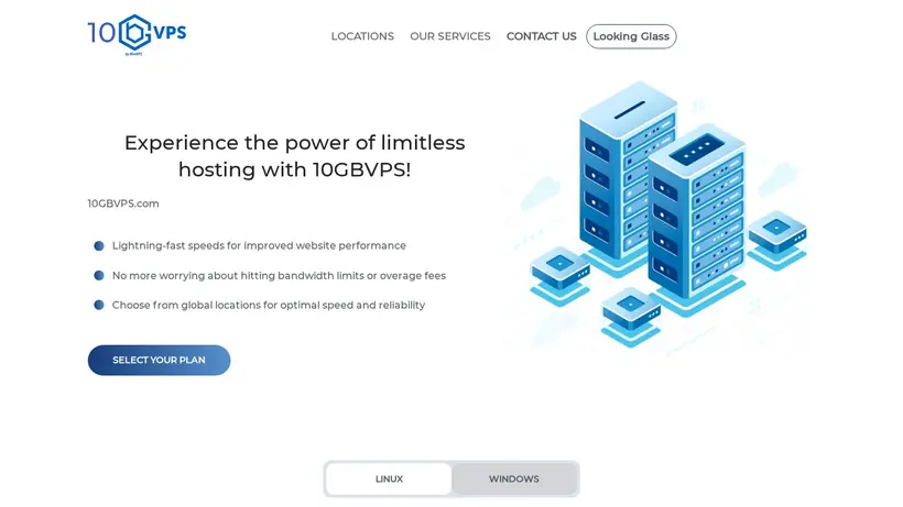 10GbVPS.com homepage screenshot