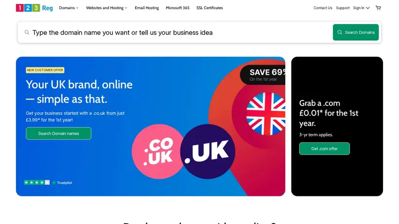 123-Reg homepage screenshot