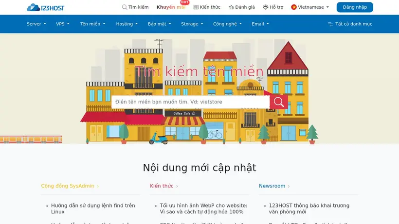 123 Host homepage screenshot