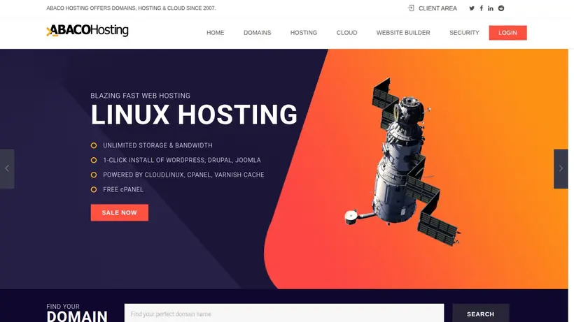 Abaco Hosting homepage screenshot
