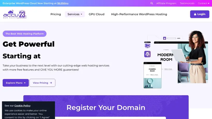 AccuWeb Hosting homepage screenshot