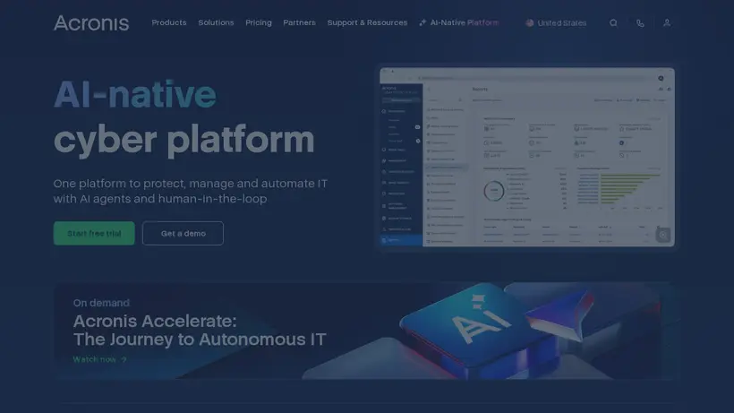 Acronis homepage screenshot