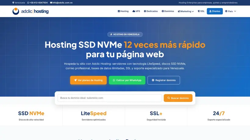 Adclic Hosting homepage screenshot