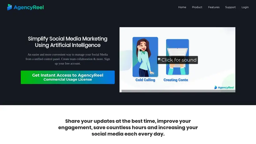 Agency Reel homepage screenshot