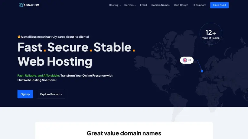 Agnacom homepage screenshot