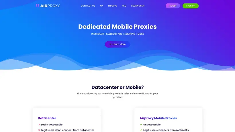 Air Proxy homepage screenshot