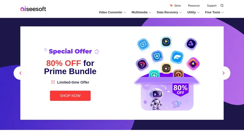 AiseeSoft homepage screenshot