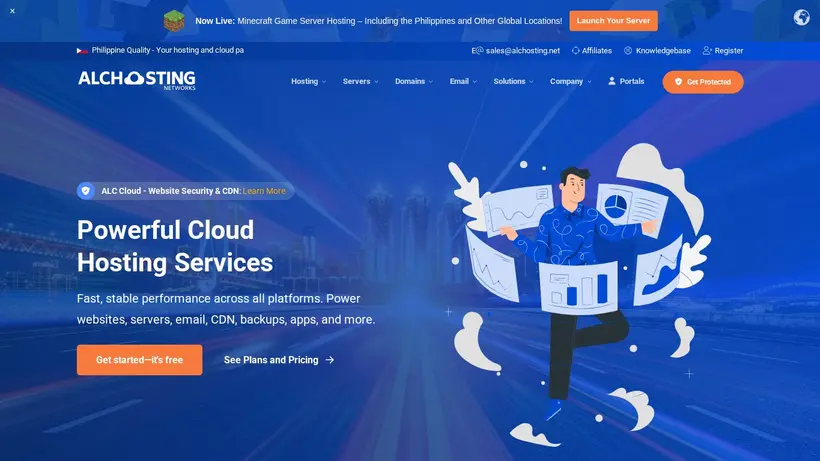 ALC Hosting homepage screenshot