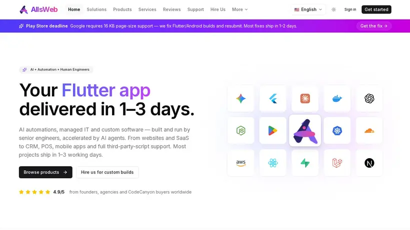 Alls Web homepage screenshot