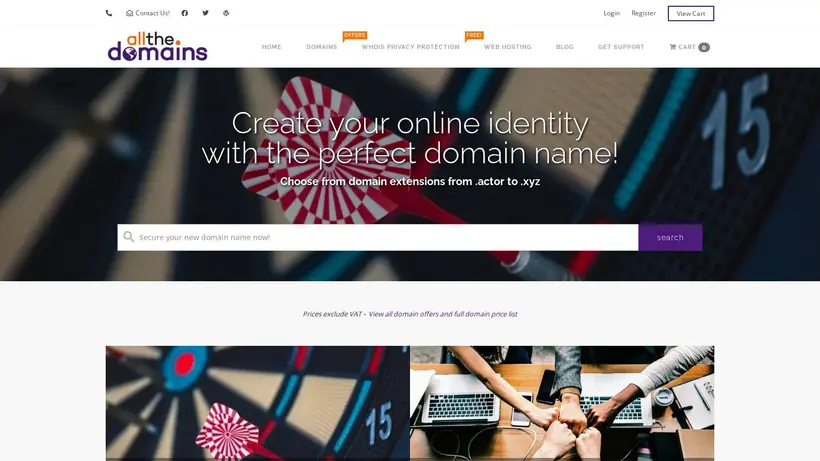 All The Domains homepage screenshot