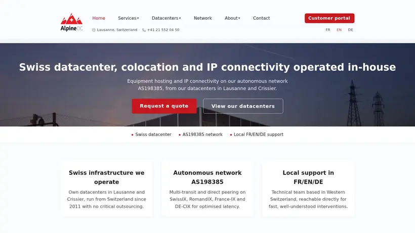 Alpine DC homepage screenshot