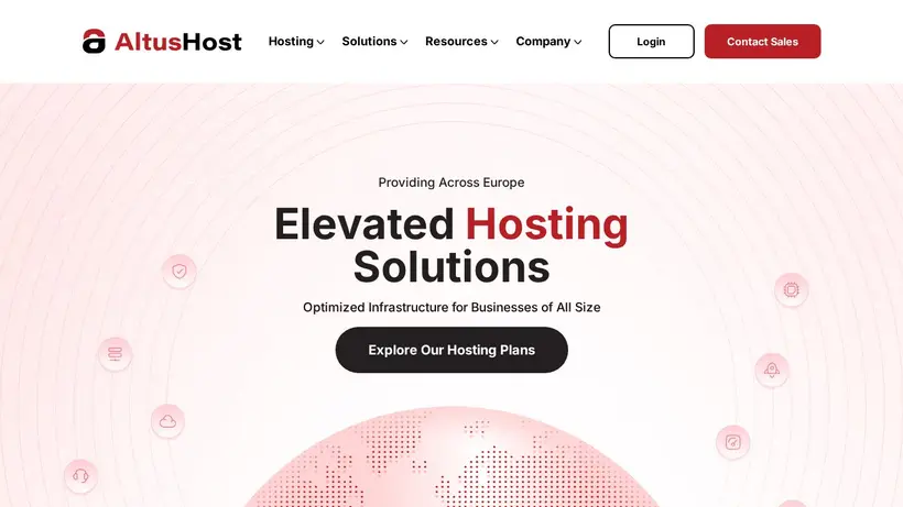 Altus Host homepage screenshot
