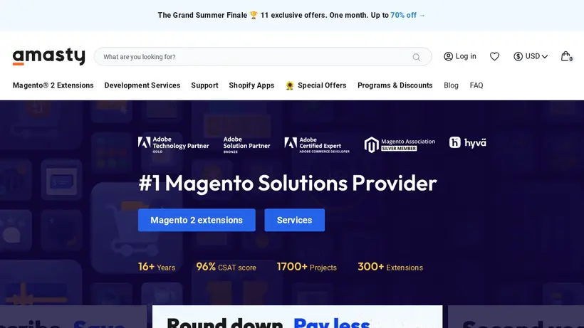 Amasty homepage screenshot