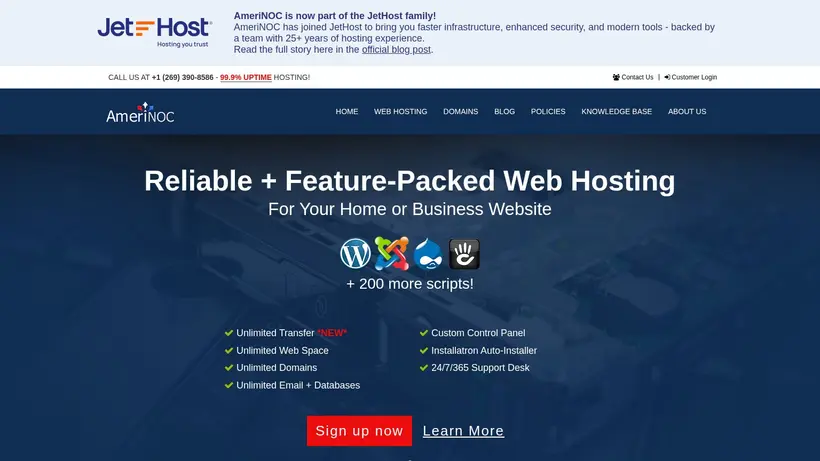 AmeriNOC homepage screenshot