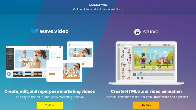 Animatron homepage screenshot