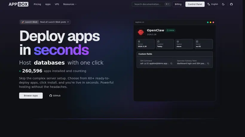 App Box homepage screenshot